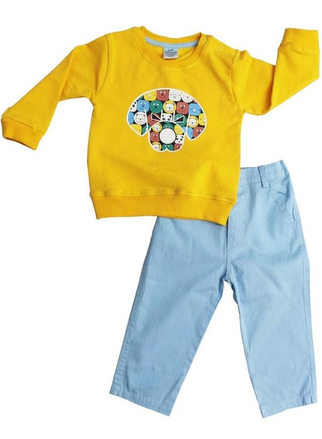 Dollar Junior Tiny Crews Baby Boys Casual T-Shirt Pant Set (KWRN10022_12-18M) Multicolour - Image 1