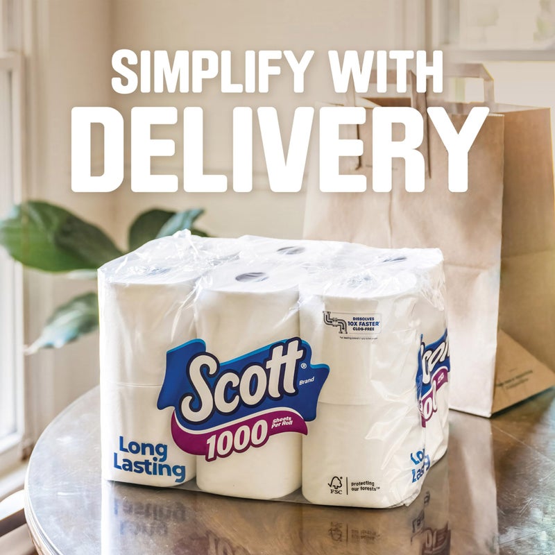 Scott 1000 Toilet Paper, 8 Rolls, Septic-Safe, 1-Ply Toilet Tissue - Image 5