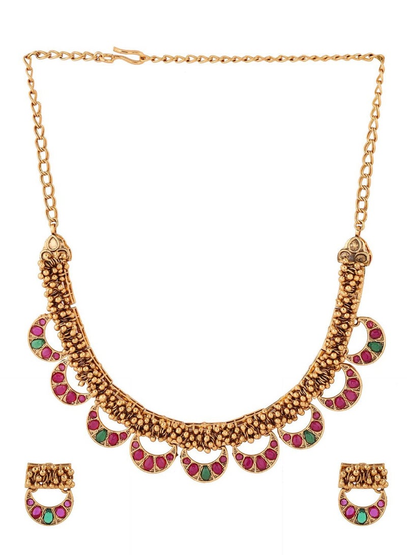 Priyaasi Plated Mint Oxidized Ethnic Necklace Earrings - Image 3