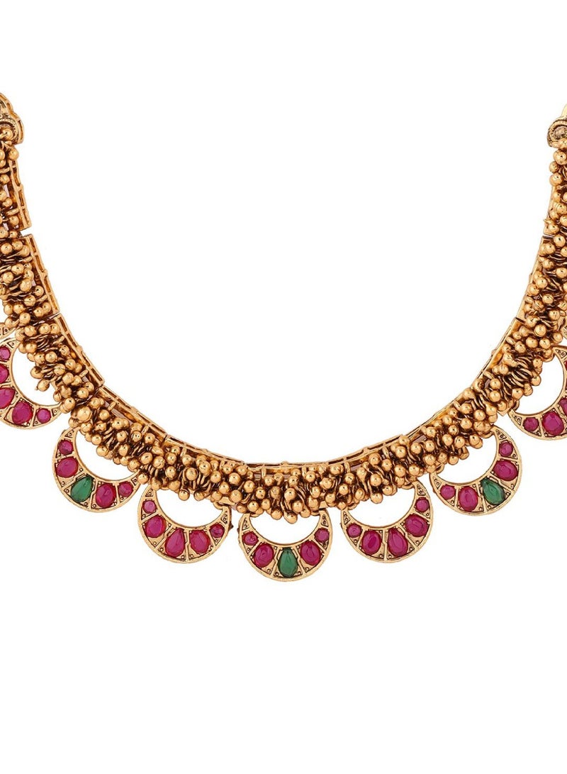 Priyaasi Plated Mint Oxidized Ethnic Necklace Earrings - Image 4