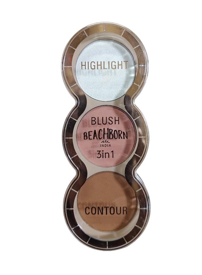 BEACHBORN INDIA 3 in 1 multi-use Face Palette | Cream Blush, Contour and Highlighter | Travel-sized twist & Stack Palette | Easily blendable, Non sticky, Buttery & Buildable | BBI-06-01 SHADE-NO.4 - Image 1