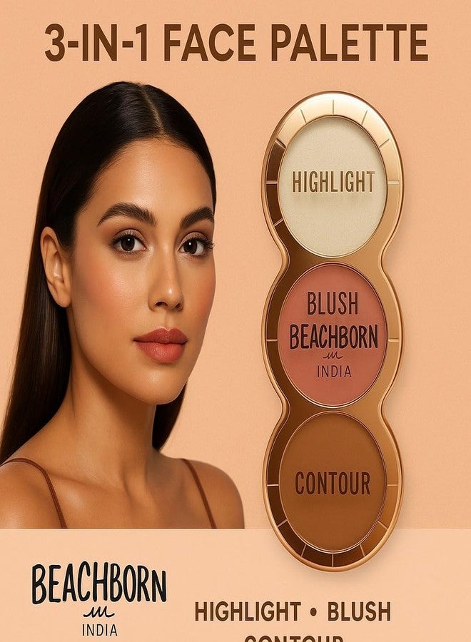 BEACHBORN INDIA 3 in 1 multi-use Face Palette | Cream Blush, Contour and Highlighter | Travel-sized twist & Stack Palette | Easily blendable, Non sticky, Buttery & Buildable | BBI-06-01 SHADE-NO.4 - Image 5