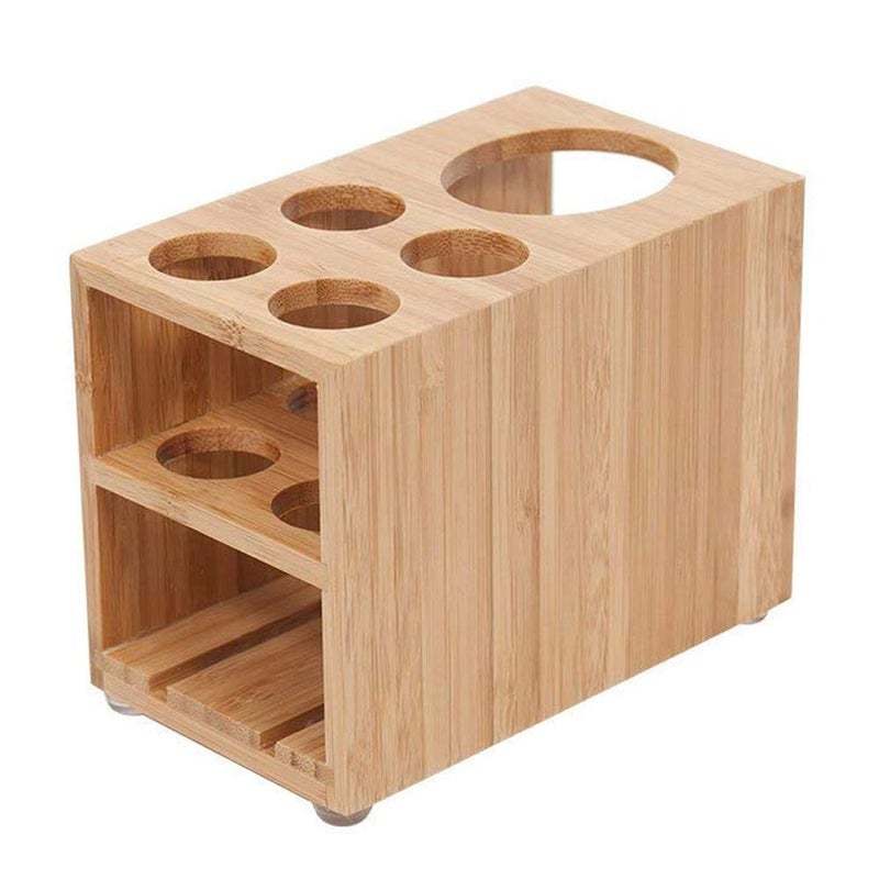 MobileVision Toothbrush and Toothpaste Holder Stand for Bathroom Vanity Storage Bamboo 5 slots