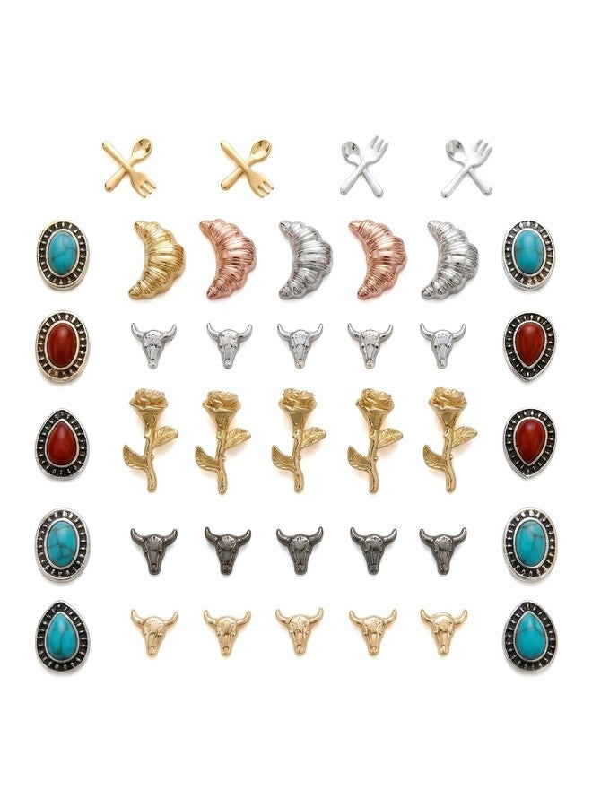 SIXAOAZZ 50 PCS Metal Turquoise Nail Charms - Western Cowboy Nail Art Decorations, 3D Nail Gems for DIY Manicure, Mixed Shapes Nail Accessories for Gel Acrylic Nails (C) - Image 1