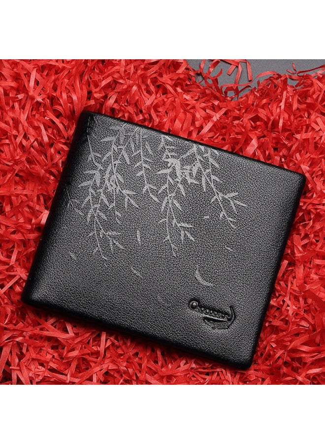 Crocodile First Layer Cowhide Leaf Napa Texture Men's Short Wallet Horizontal Card Holder Birthday Gift 4923 - Image 1