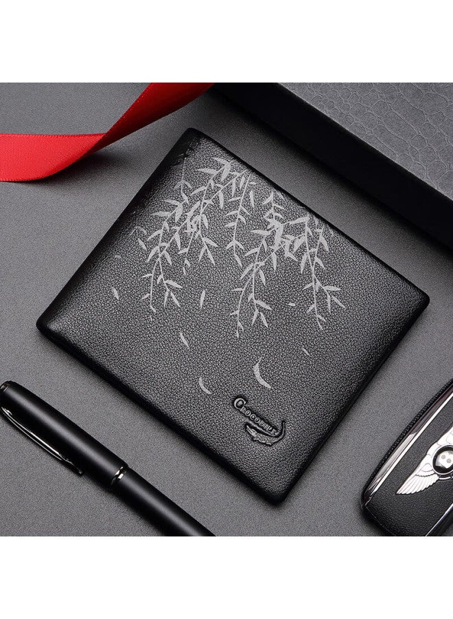 Crocodile First Layer Cowhide Leaf Napa Texture Men's Short Wallet Horizontal Card Holder Birthday Gift 4923 - Image 3