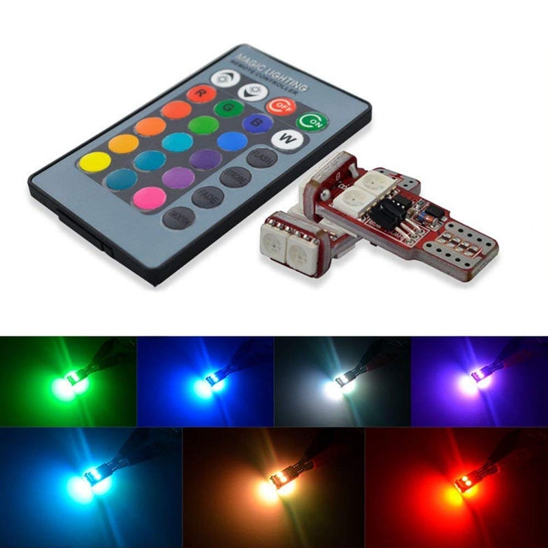 مصابيح LED RGB 2 قطعة T10 194 W5W من SOCAL-LED، مصابيح داخلية/قبة/خريطة/باب/لوحة ترخيص مضيئة، 5050 6SMD ساطعة