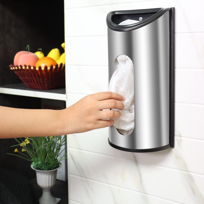 Utopia Kitchen Grocery Plastic Bag Holder and Dispenser Medium, Easy Wall Mount Bag Saver, Stainless Steel (Silver) - Image 2