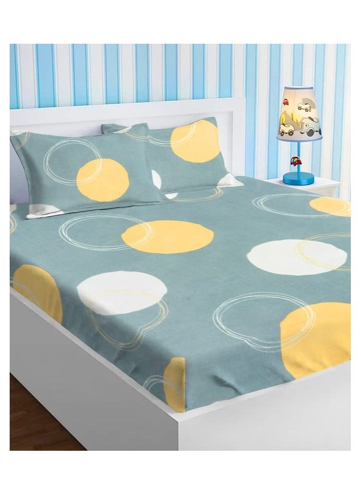BSB HOME Premium Glace Cotton King 180 TC Fitted Bedsheet Set  with 2 Pillow Covers 183x198 +25 Cms – Gray  - Image 1