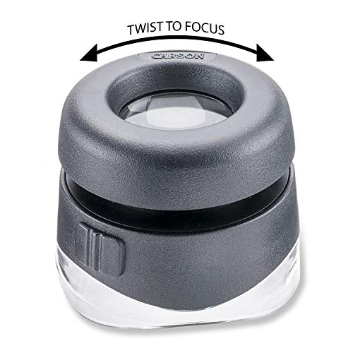 Carson LED VersaLoupe 10x LED Lighted Focusing Loupe Magnifier (LH-50), Black/Clear - Image 2