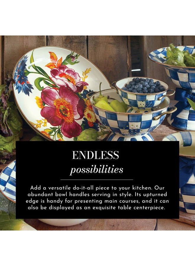 mackenzie childs White Flower Market Enamel Abundant Bowl, Decorative Enamel Large Shallow Serving Bowl - Image 2