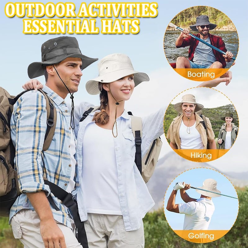 Sun Hat, Unisex Wide Brim Bucket Hat Sun Protection Cap Breathable Boonie Hat for Fishing Hiking Gardening Safari - Image 3