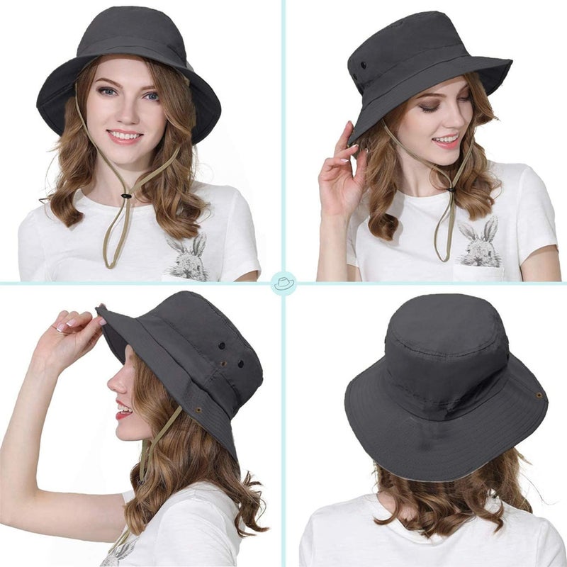 Sun Hat, Unisex Wide Brim Bucket Hat Sun Protection Cap Breathable Boonie Hat for Fishing Hiking Gardening Safari - Image 4