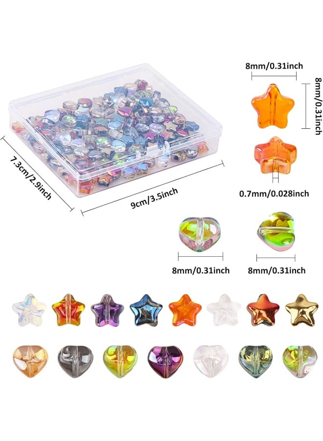 250Pcs Star Glass Spacer Beads Bulk AB Colorful 8mm Heart Beads for Jewelry Bracelet Necklace Making - Image 2