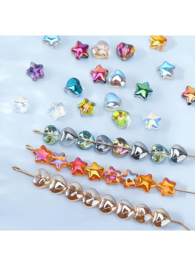 250Pcs Star Glass Spacer Beads Bulk AB Colorful 8mm Heart Beads for Jewelry Bracelet Necklace Making - Image 4