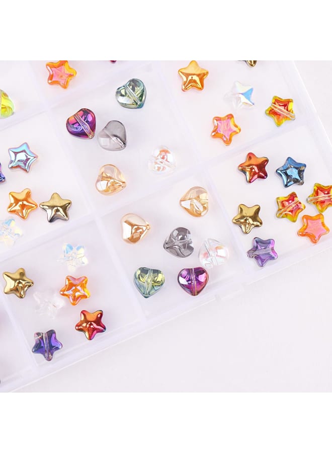 250Pcs Star Glass Spacer Beads Bulk AB Colorful 8mm Heart Beads for Jewelry Bracelet Necklace Making - Image 3