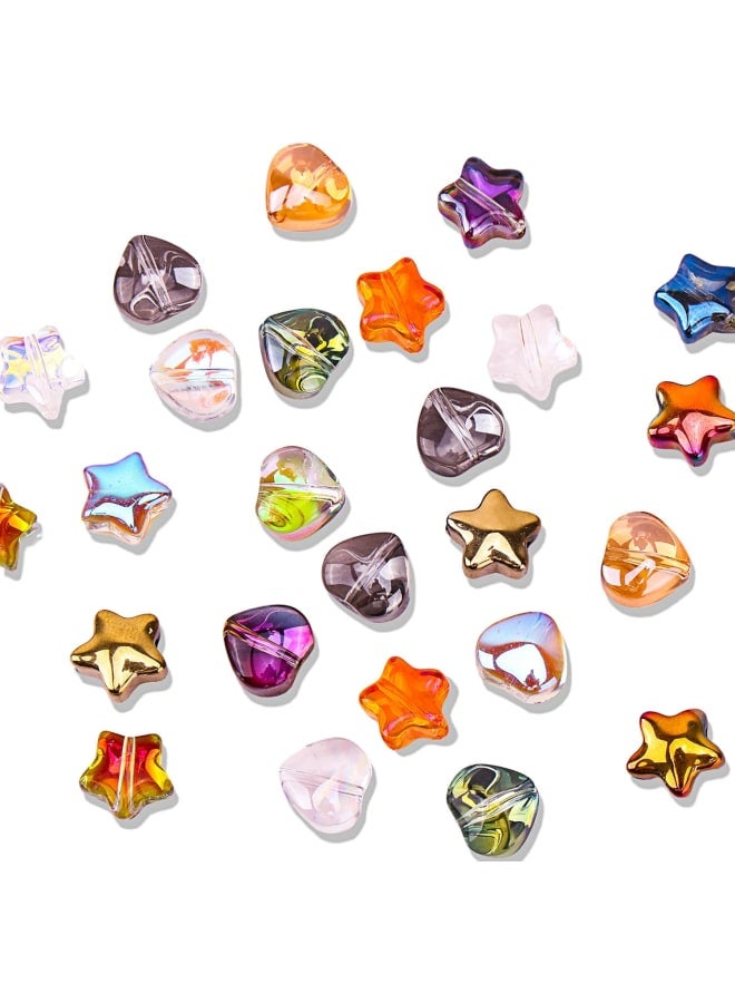 250Pcs Star Glass Spacer Beads Bulk AB Colorful 8mm Heart Beads for Jewelry Bracelet Necklace Making - Image 1