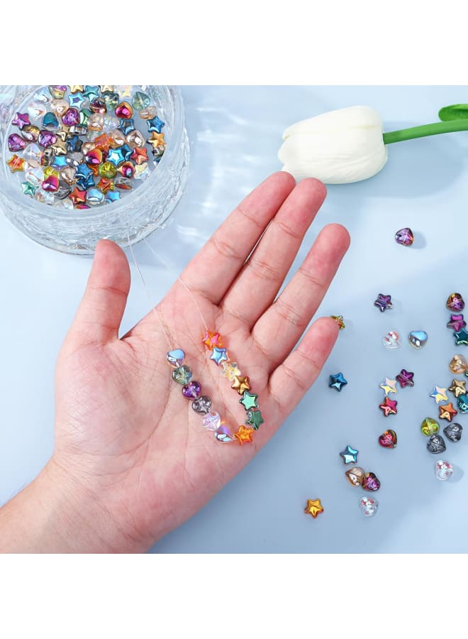 250Pcs Star Glass Spacer Beads Bulk AB Colorful 8mm Heart Beads for Jewelry Bracelet Necklace Making - Image 5