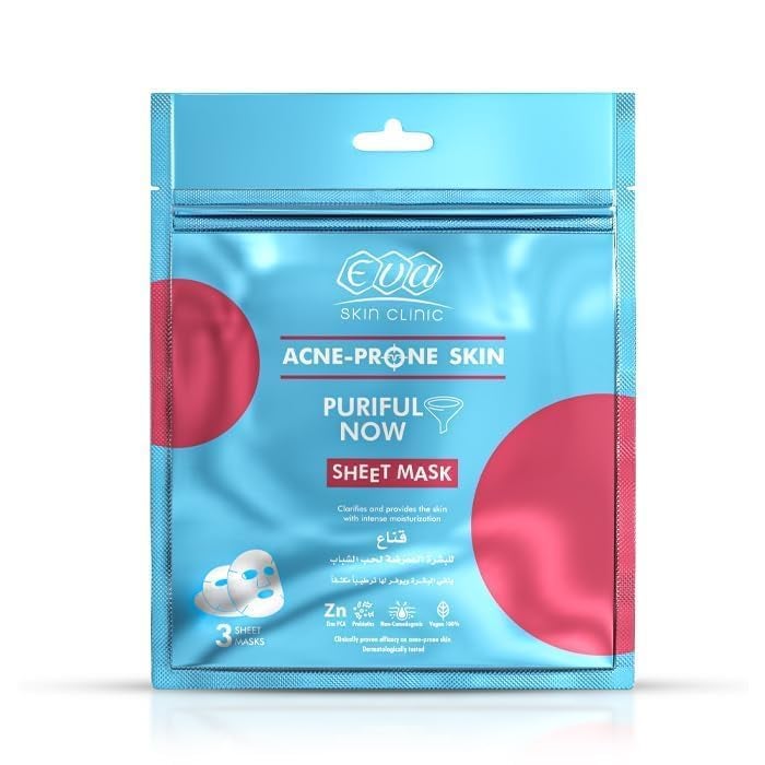Eva Skin Clinic Acne-Prone Skin Sheet Mask, 3 sheetmasks (Pack of 2) - Image 2