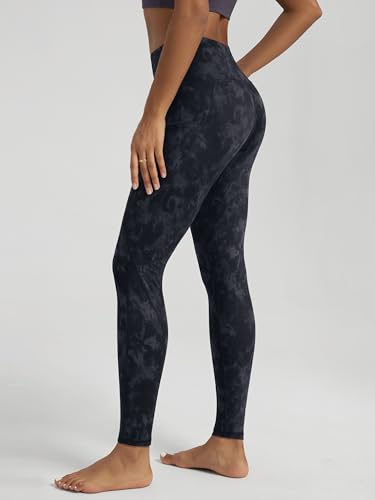 ODODOS Women's High Waisted Full Length Yoga Leggings with Pockets, 28" Inseam Tummy Control Non See Through Workout Athletic Running Yoga Pants, Tie Dye Smoke Ink, Medium - Image 3