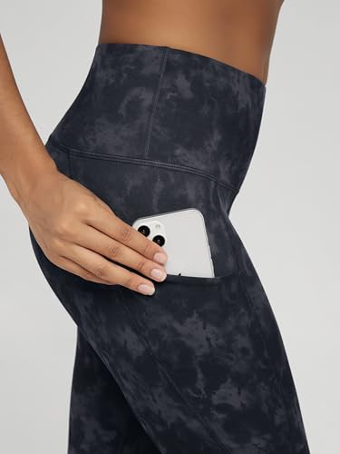 ODODOS Women's High Waisted Full Length Yoga Leggings with Pockets, 28" Inseam Tummy Control Non See Through Workout Athletic Running Yoga Pants, Tie Dye Smoke Ink, Medium - Image 5