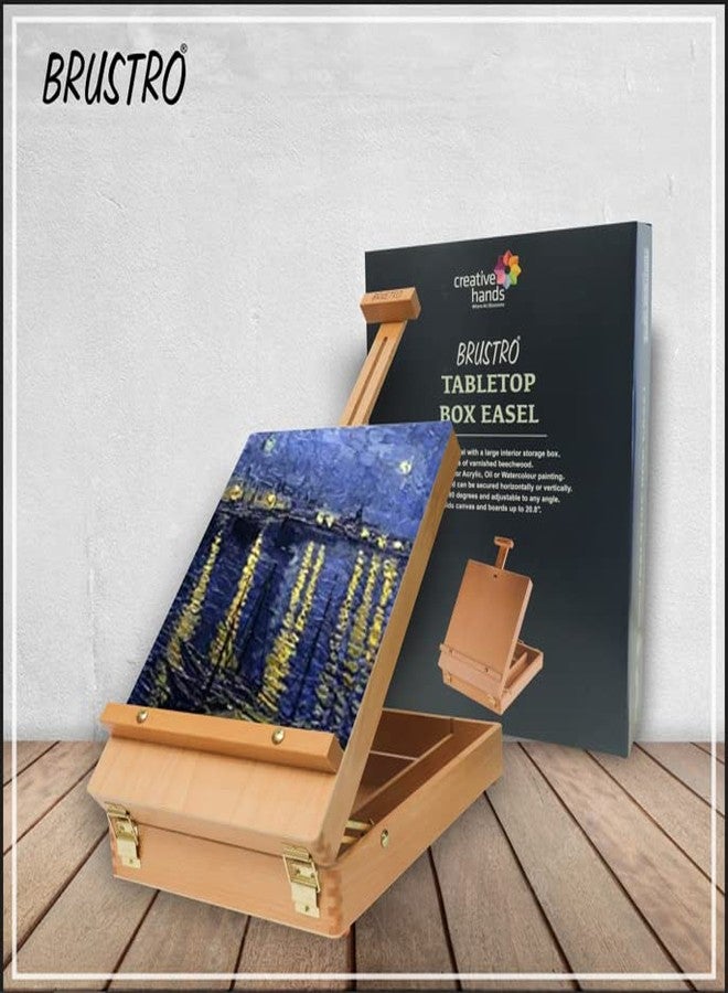 Brustro Artists Tabletop Portable Wooden Box Easel, Canvas Holds Upto 20.8" (Inches) - Image 2