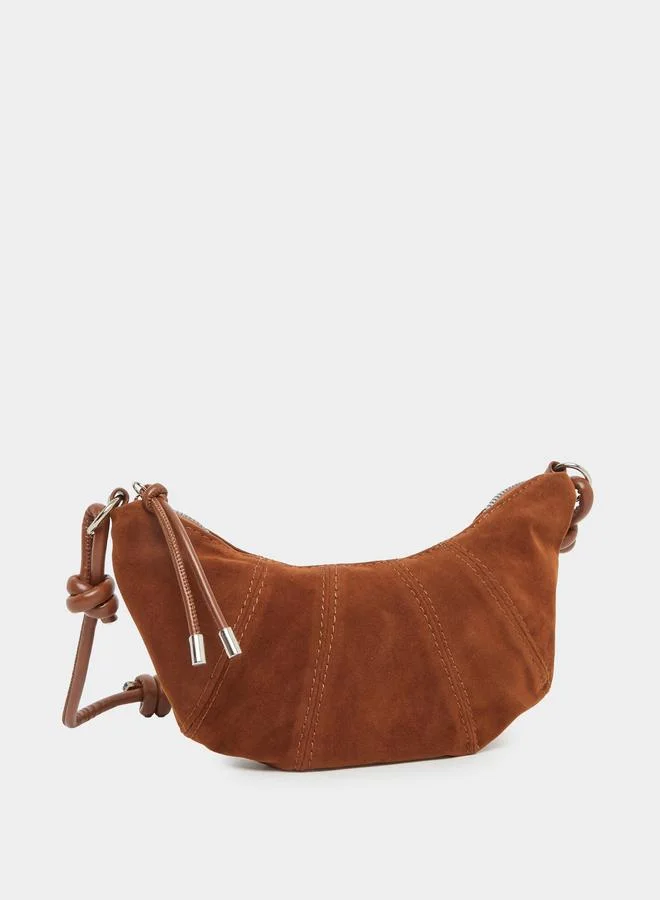 ستايلي Styli Suede Leather Bag  with Zip Closure
