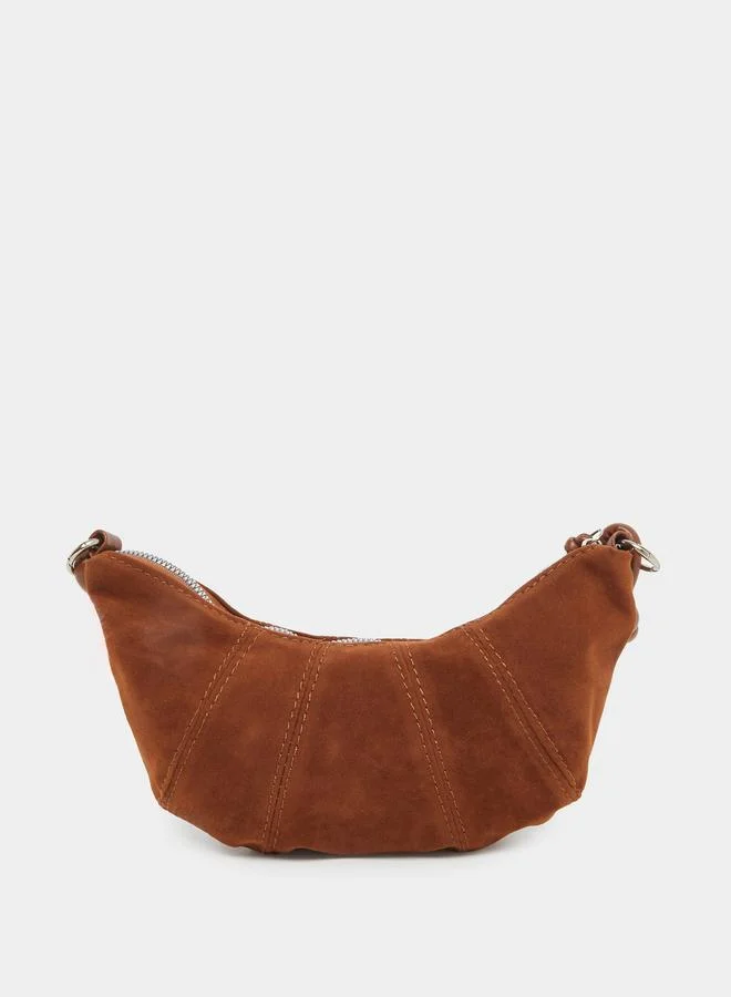 ستايلي Styli Suede Leather Bag  with Zip Closure