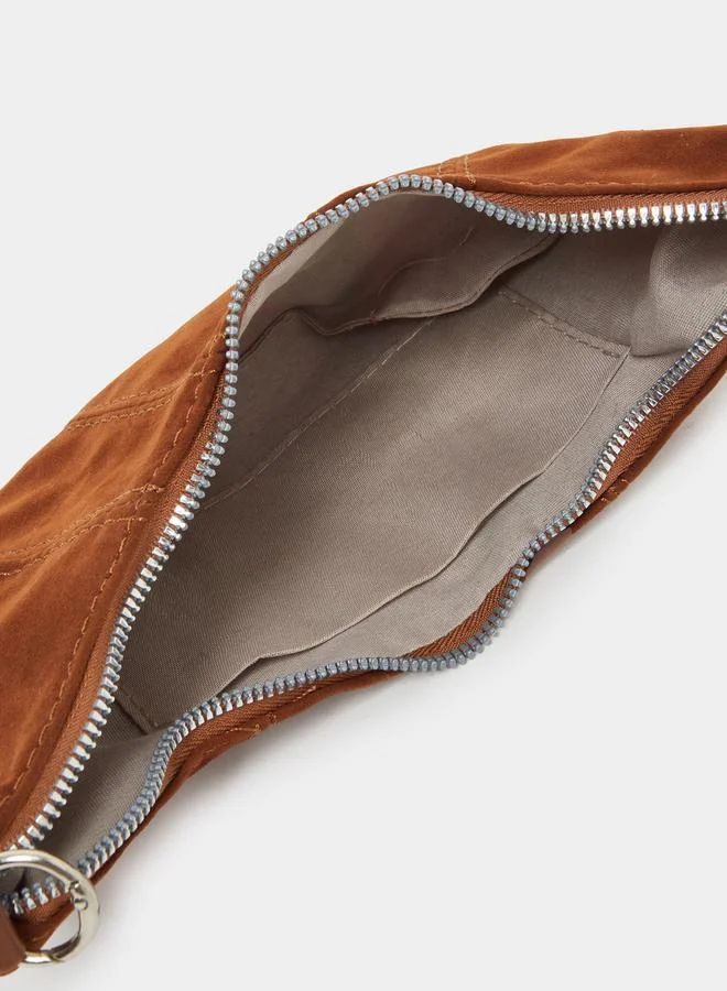Styli Styli Suede Leather Bag  with Zip Closure