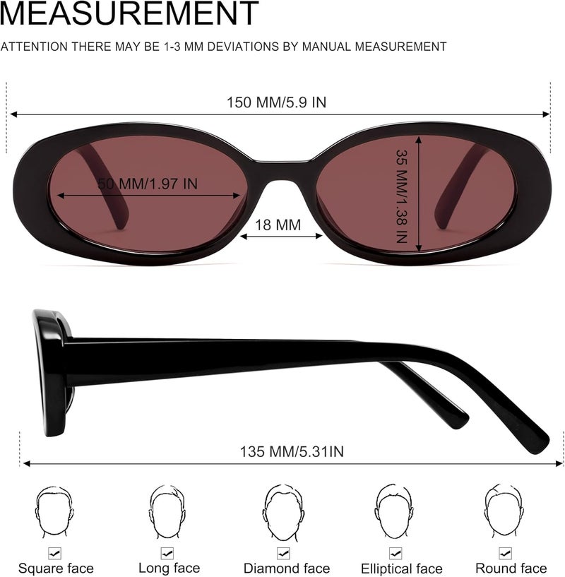 VANLINKER Polarized Retro Oval Sunglasses for Women and Men Small 90s Style VL9580 - Image 5