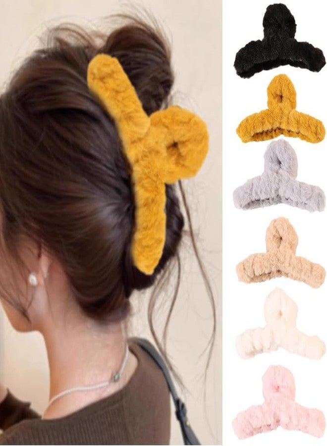 YANWENX 6 Pcs Large Hair Claw Clips for Women - Plush Non-Slip Hair Clips, Strong Hold Claws for Thick, Thin, Curly & Long Hair, Stylish Hair Accessories_T Shape - Image 1