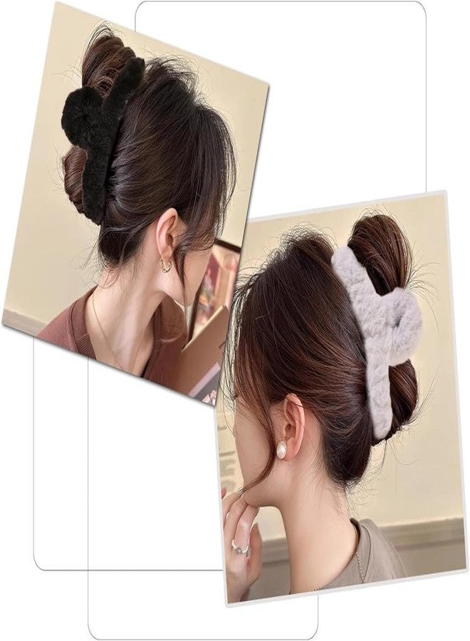 YANWENX 6 Pcs Large Hair Claw Clips for Women - Plush Non-Slip Hair Clips, Strong Hold Claws for Thick, Thin, Curly & Long Hair, Stylish Hair Accessories_T Shape - Image 5