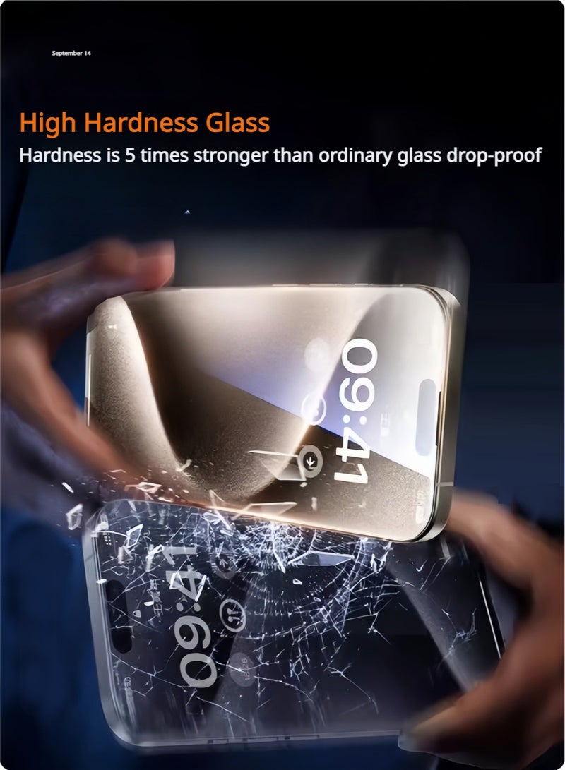 iPhone 15/16 Plus Privacy Screen Protector 6.7 Inch With a Webcam Cover Power-Grade Protection Scratch Resistant, Anti-Fingerprint, Bubble Free, 9H Tempered Glass Film For iPhone 15/16 Plus -2Pack Clear,iPhone15/16 All Models - Image 4