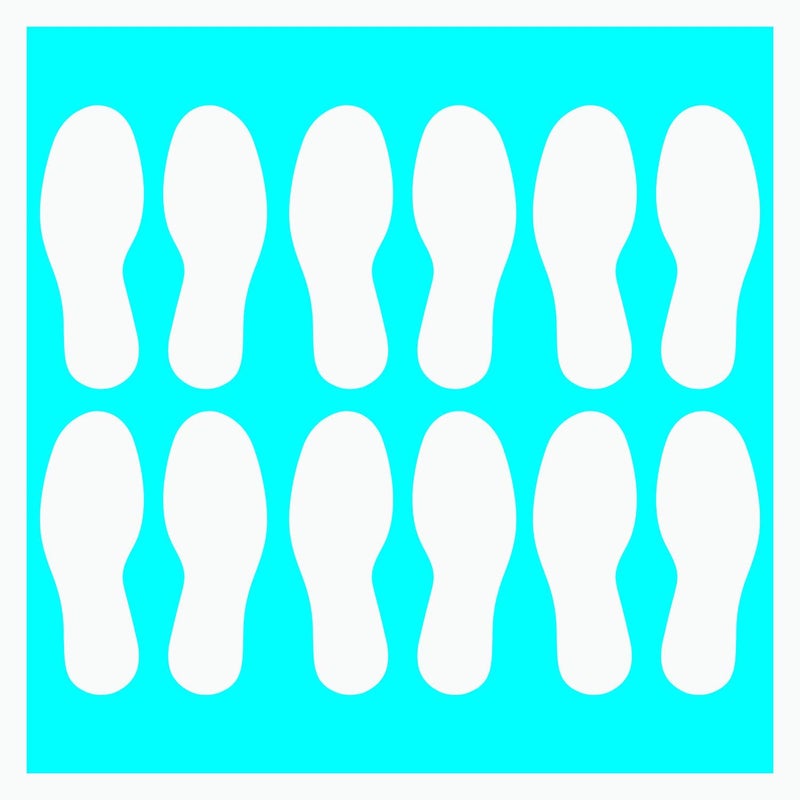 LiteMark Durable Gloss Finish White 9 Inch Medium Size Footprint Decal Vinyl Stickers | Great for Floors  Ceilings  Walls  and Most Smooth Surfaces | Pack of 12 Footprints (6 Pairs) - Image 1