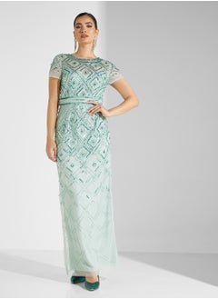 Adrianna Papell Beaded Mesh Long Dress  - Image 4