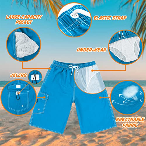 Srnede Mens Swim Trunks Swimming Trunks Swim Shorts Quick Dry 11 Inch with Mesh Lining Funny Swimwear Bathing Suits Blue - Image 3
