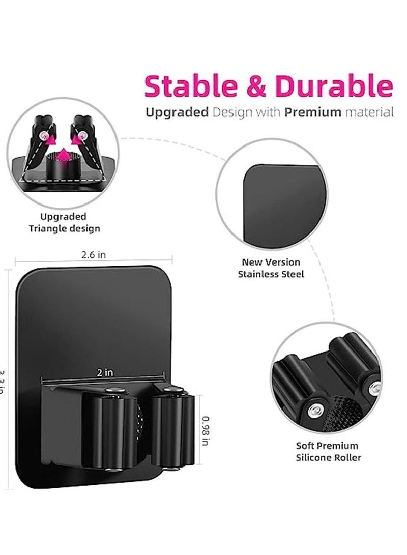 4 Pack Broom Holder Wall Mount, Improved Broom Holder, Super Anti-Slip Mop and Broom Holder Wall Mount, Broom Hanger Gripper for Kitchen, Bathroom, Closet, Garden Garage, Black  - Image 2