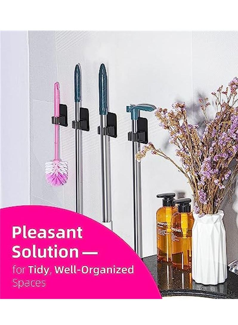 4 Pack Broom Holder Wall Mount, Improved Broom Holder, Super Anti-Slip Mop and Broom Holder Wall Mount, Broom Hanger Gripper for Kitchen, Bathroom, Closet, Garden Garage, Black  - Image 4