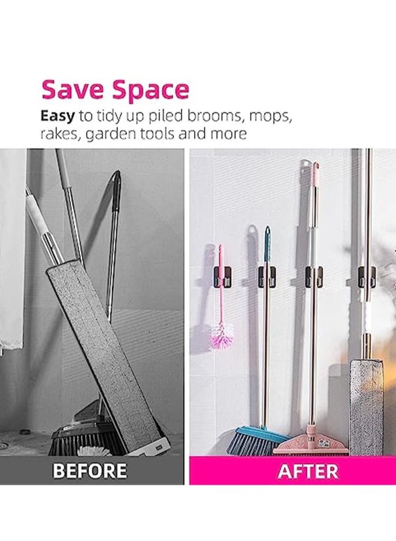 4 Pack Broom Holder Wall Mount, Improved Broom Holder, Super Anti-Slip Mop and Broom Holder Wall Mount, Broom Hanger Gripper for Kitchen, Bathroom, Closet, Garden Garage, Black  - Image 3