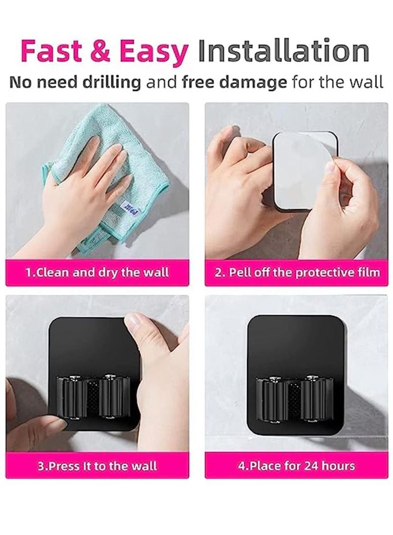 4 Pack Broom Holder Wall Mount, Improved Broom Holder, Super Anti-Slip Mop and Broom Holder Wall Mount, Broom Hanger Gripper for Kitchen, Bathroom, Closet, Garden Garage, Black  - Image 5