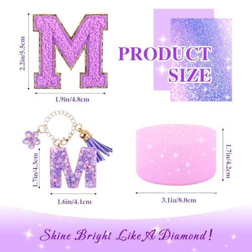 Lingdeer Purple Cup Accessories Set for Stanley 30OZ & 40OZ Tumbler with Handle, Letter Charms, Bow & Diamond Straw Covers, Glitter Silicone Boot, Personalized Sticker for Stanley Cup Accessories (M) - Image 2