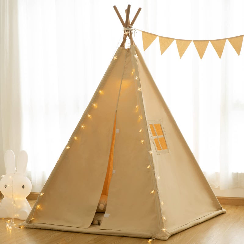 RongFa Teepee Tent for Kids-Portable Children Play Tent Indoor Outdoor (Khaki) - Image 4