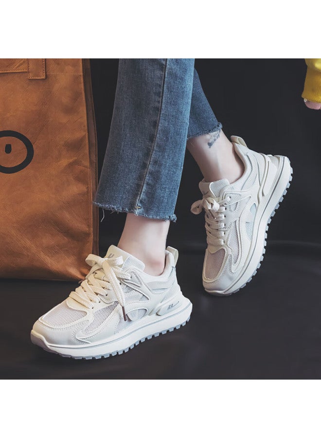 Pull Back Huili Women's Shoes, Forrest Gump Shoes, Breathable Mesh Casual Shoes, Women's Sneakers, Beige , Size 35 - Image 3