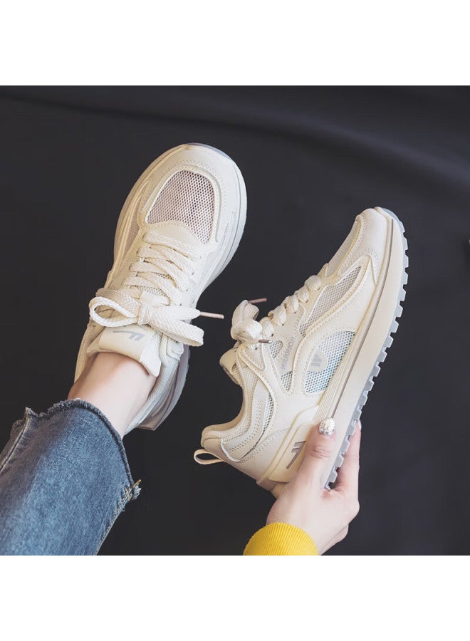 Pull Back Huili Women's Shoes, Forrest Gump Shoes, Breathable Mesh Casual Shoes, Women's Sneakers, Beige , Size 35 - Image 2