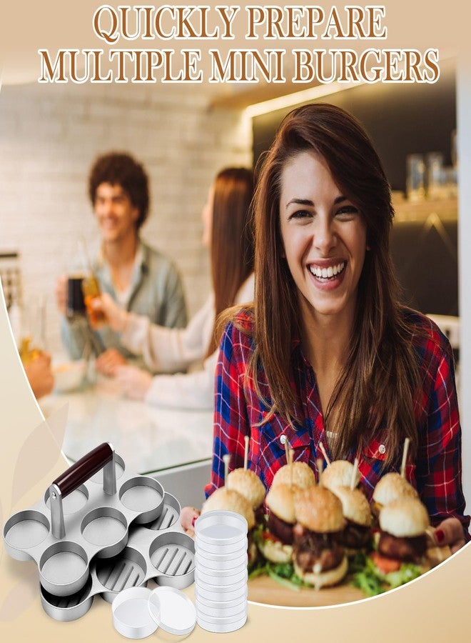 Reallnaive Mini Burger Press Patty Maker with 200 Patty Papers and 6 Storage Containers 6 Slots Meat Patty Maker Patty Paper Sheets Set for Small Burger Barbecue, Make 6 Patties at Once - Image 5