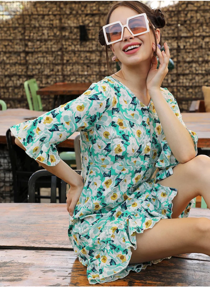 PINACOLADA Women's Baby Blue Botanical Cluster Dress