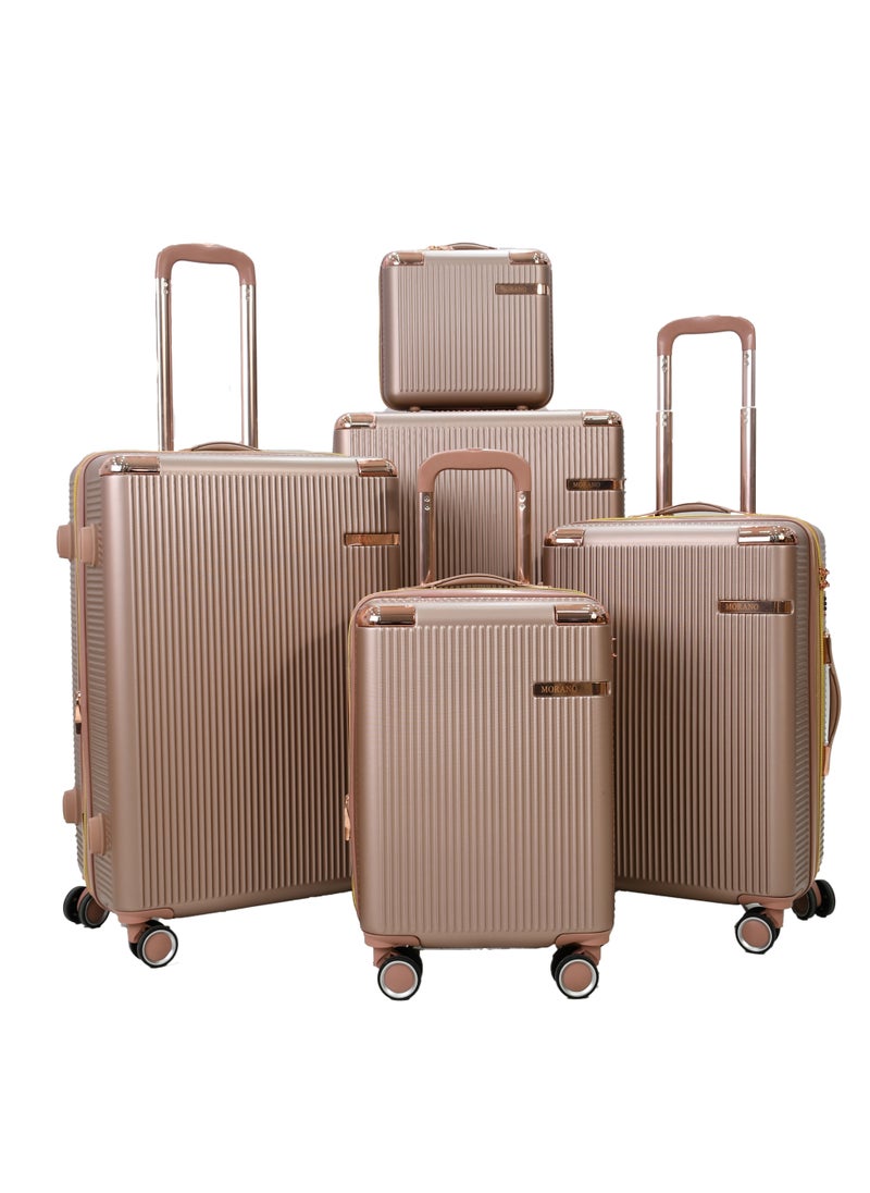 MORANO 5-Piece Luggage Trolley Bag Set Rose Gold  - Image 1