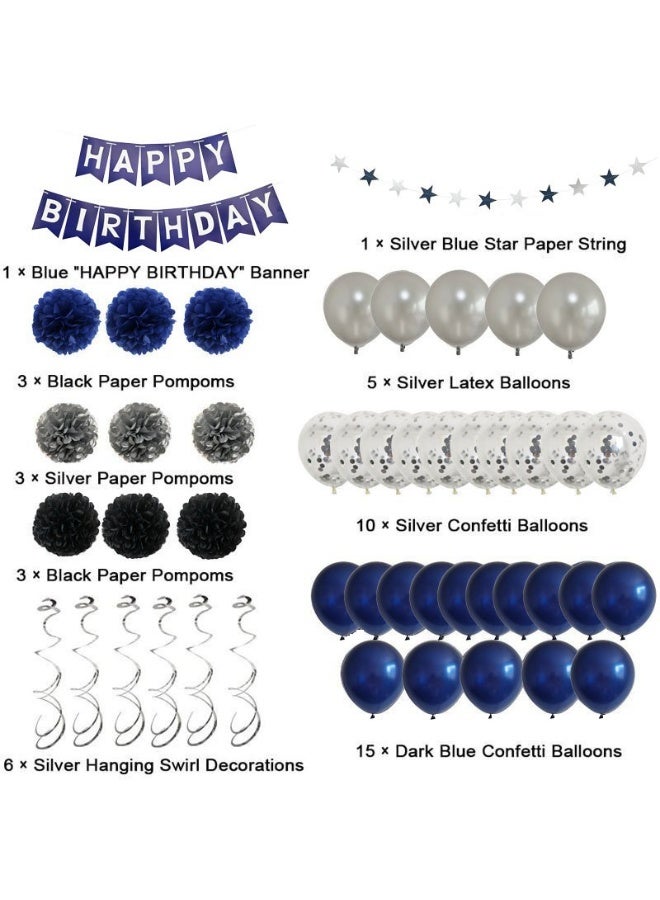 general Birthday Decorations Men Blue Birthday Party Decorations for Men Women Boys Grils, Happy Birthday Balloons for Party Decor Suit For 16th 20th 25th 30th 35th 40th 50th 60th 70th - Image 2