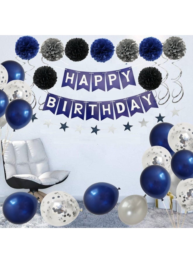 general Birthday Decorations Men Blue Birthday Party Decorations for Men Women Boys Grils, Happy Birthday Balloons for Party Decor Suit For 16th 20th 25th 30th 35th 40th 50th 60th 70th - Image 3