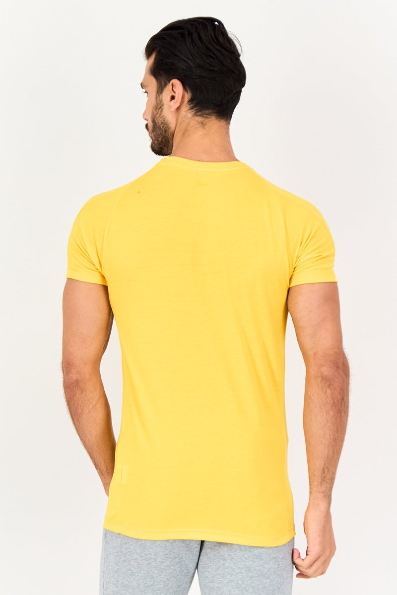 PUMA Men Slim Fit Short Sleeve Training T-Shirts, Yellow - Image 3